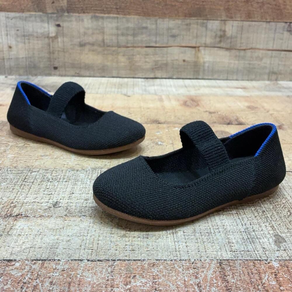 Rothy's Shoes Girls Size 10 27 Black Knit Mary Jane Strap Flat Casual Shoes
